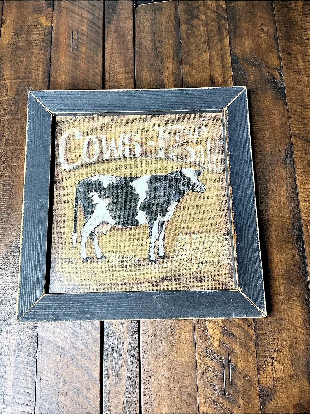 Cow Farmhouse Framed Wall Art, Black & Brown